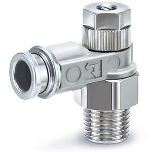 ASB-D- Speed Controller- One-Touch Fitting- Elbow- Screwdriver Adjustment (Metal Button and Body) - ASB-D, Speed Controller, One-Touch Fitting, Elbow, Screwdriver Adjustment (Metal Button and Body)