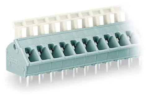 256-403 - PCB terminal block; push-button; 2.5 mm²; Pin spacing 5/5.08 mm; 3-pole; CAGE CLAMP®; commoning option; 2,50 mm²; gray
