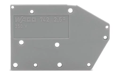 742-100 - End plate; snap-fit type; 1.5 mm thick; gray