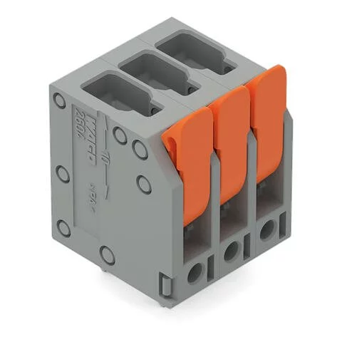 2604-3102 - PCB terminal block; Push-in CAGE CLAMP with operating lever; AWG 24 - 12; Pin spacing 5 mm; 2-pole; top entry; gray