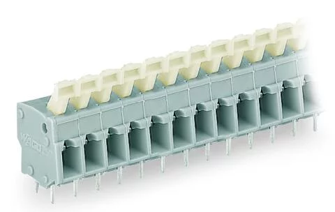 257-407 - PCB terminal block; push-button; 2.5 mm²; Pin spacing 5/5.08 mm; 7-pole; CAGE CLAMP®; commoning option; 2,50 mm²; gray