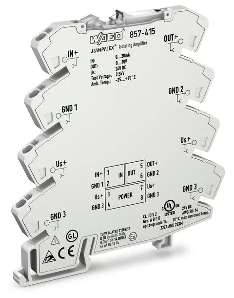 857-415 - JUMPFLEX® signal conditioner; isolation amplifier; fixed for current and voltage signals - in: 0 … 20 mA, out: 0 … 10 V
