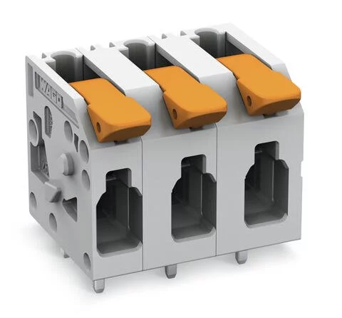 2604-1302 - PCB terminal block; Push-in CAGE CLAMP with operating lever; AWG 24 - 12; Pin spacing 7.5 mm; 2-pole; side entry; gray