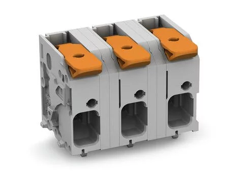 2606-1353 - PCB terminal block; Push-in CAGE CLAMP with operating lever; AWG 24 - 8; Pin spacing 12.5 mm; double pinning; 3-pole; side entry; gray