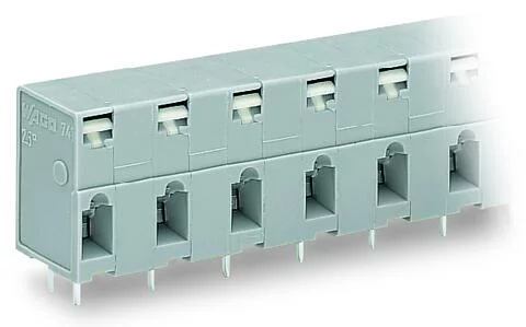741-507 - Through-panel PCB terminal strip; 2 solder pins/pole; 7-pole; with integrated push-buttons; pin spacing 10 mm / 0.394 in; gray