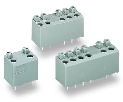 735-303/001-000 - PCB terminal block; push-button; 1.5 mm²; Pin spacing 5 mm; 2-pole; PUSH WIRE®; 1,50 mm²; gray