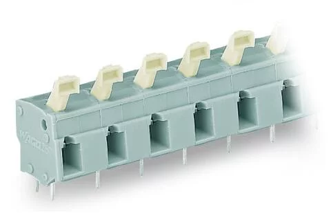 257-607 - PCB terminal block; push-button; 2.5 mm²; Pin spacing 10/10.16 mm; 7-pole; CAGE CLAMP®; commoning option; 2,50 mm²; gray
