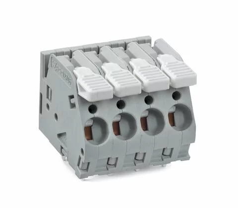 2706-154 - PCB terminal block; lever; 6 mm²; Pin spacing 7.5 mm; 4-pole; CAGE CLAMP®; commoning option; 6,00 mm²; gray