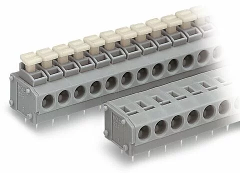 235-402/332-000 - PCB terminal block; push-button; 1.5 mm²; Pin spacing 5/5.08 mm; 2-pole; Push-in CAGE CLAMP®; with test port; 1,50 mm²; gray