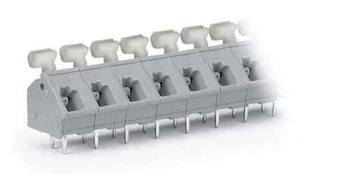 256-503/334-000 - PCB terminal block; push-button; 2.5 mm²; Pin spacing 7.5/7.62 mm; 3-pole; CAGE CLAMP®; commoning option; 2,50 mm²; gray