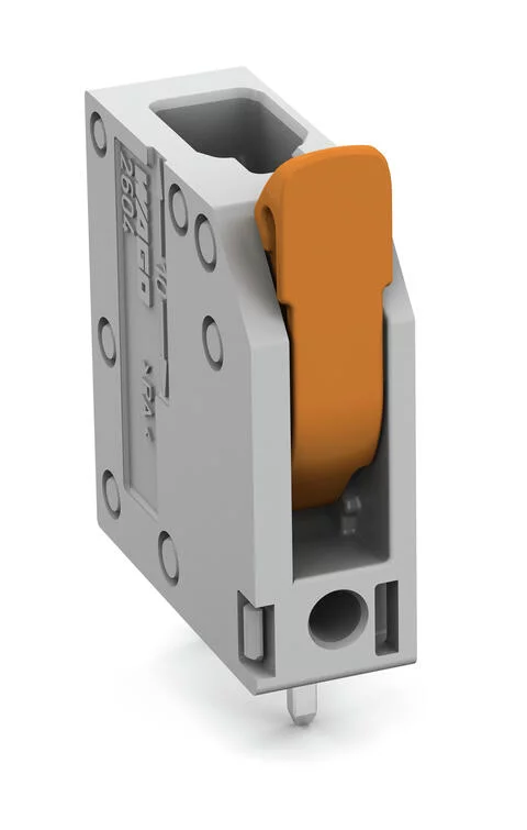 2604-3101 - PCB terminal block; Push-in CAGE CLAMP with operating lever; AWG 24 - 12; Pin spacing 5 mm; 1-pole; top entry; gray