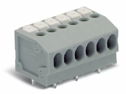 805-124 - PCB terminal block; push-button; 1.5 mm²; Pin spacing 3.5 mm; 24-pole; Push-in CAGE CLAMP®; with test port; 1,50 mm²; gray
