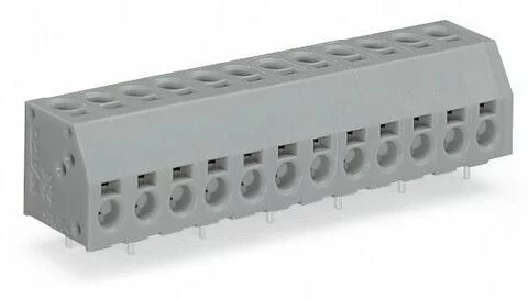 253-103 - 2-conductor PCB terminal block; 1.5 mm²; Pin spacing 5 mm; 3-pole; PUSH WIRE®; 1,50 mm²; gray 253-103 - 2-conductor PCB terminal block; 1.5 mm²; Pin spacing 5 mm; 3-pole; PUSH WIRE®; 1,50 mm²; gray