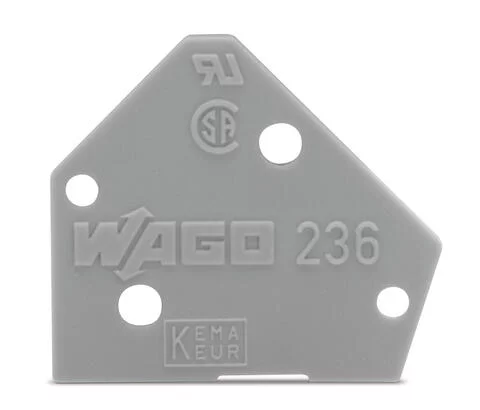 236-100 - End plate; 1 mm thick; snap-fit type; gray