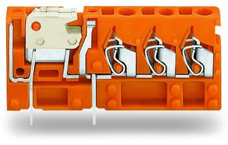 742-158 - Stackable 3-conductor PCB terminal block; with knife disconnect; 2.5 mm²; Pin spacing 5.08 mm; 1-pole; CAGE CLAMP®; 2,50 mm²; orange