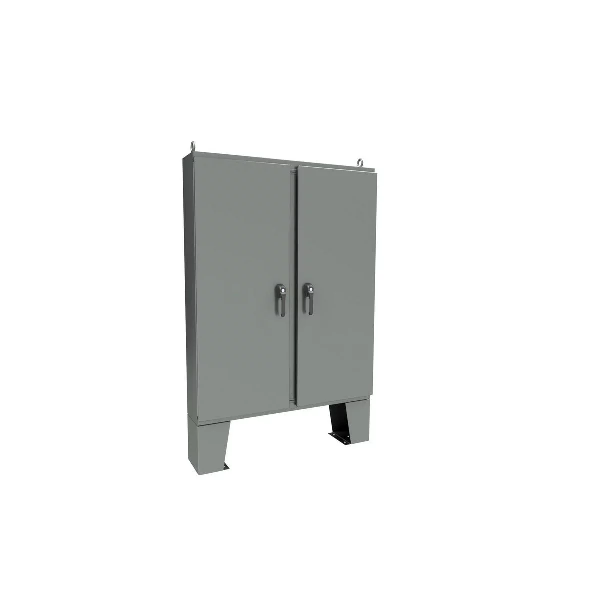 WRD747212N4D3PT - NEMA 4 2-Door Floor Mount Enclosure with KwikHinge™ 74X72X12 Carbon Steel - Gray